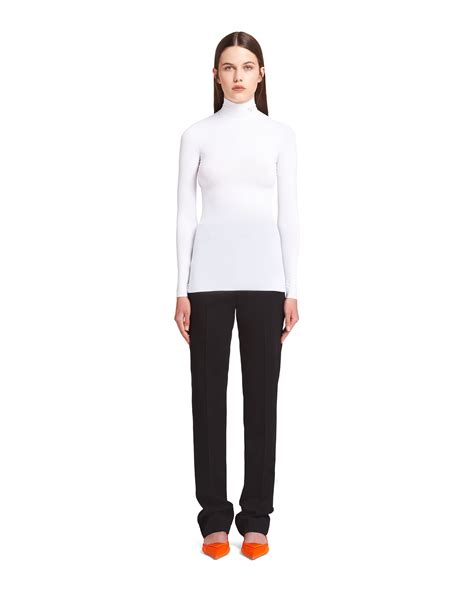 prada vrouw turtleneck|White Jersey turtleneck top .